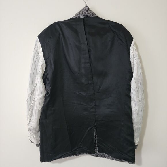 Trieste Mens Wool Herringbone Sport Coat Size 44R Gray Blazer Jacket 2-Button - Picture 5 of 8